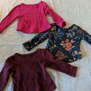 Bundle of 3 Old Navy henley shirts, 12-18 mo girl